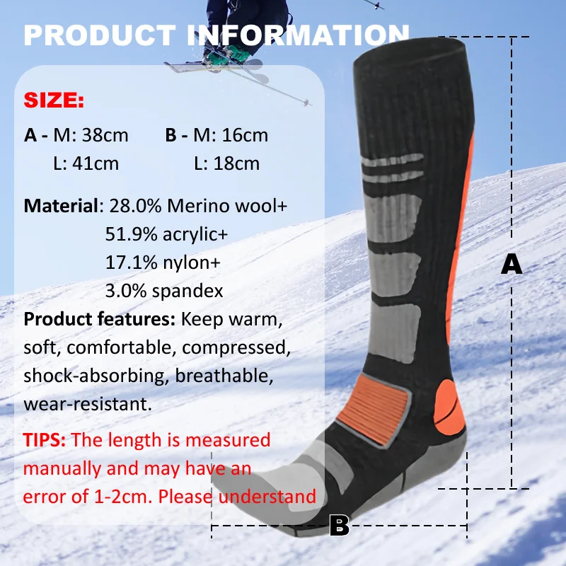 1 çift merinos yünü kayak çora - Thermal Sock Winter incelemesi ve fiyatı